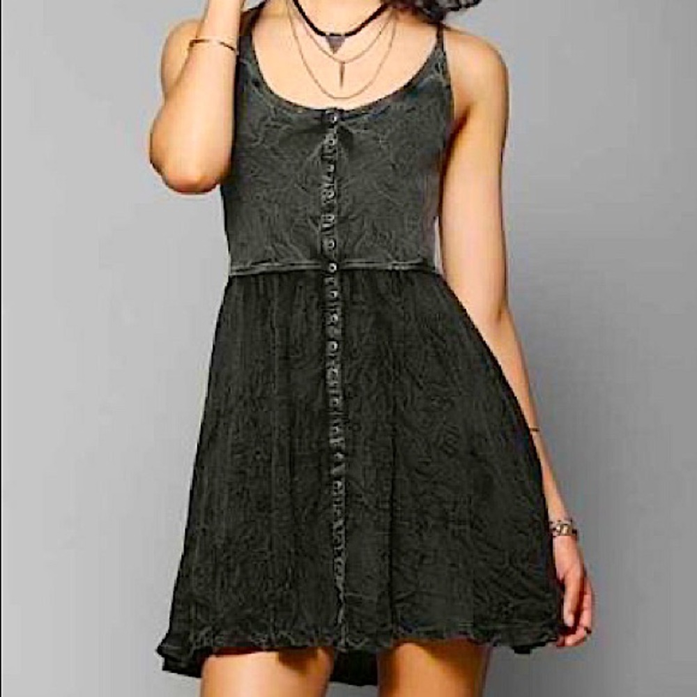 Urban Outfitters Ecoté Faux Button Dress - Distressed Cotton Texture - XS